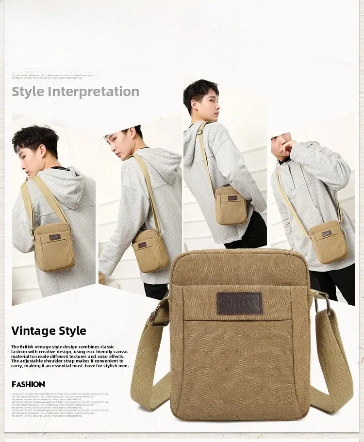 LIZAKOSHT  -  Outdoor Canvas Crossbody Chest Bag Men's Single oulder Sling Bag Faion  Bapa Mobile Phone Bag Leisure Sports