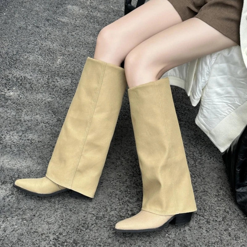 LIZAKOSHT  -  Autumn Winter Pointed Toe Women High Boots Street Style Banquet Party Dress Woman Pipe Long Boots Goth Botas Mujer