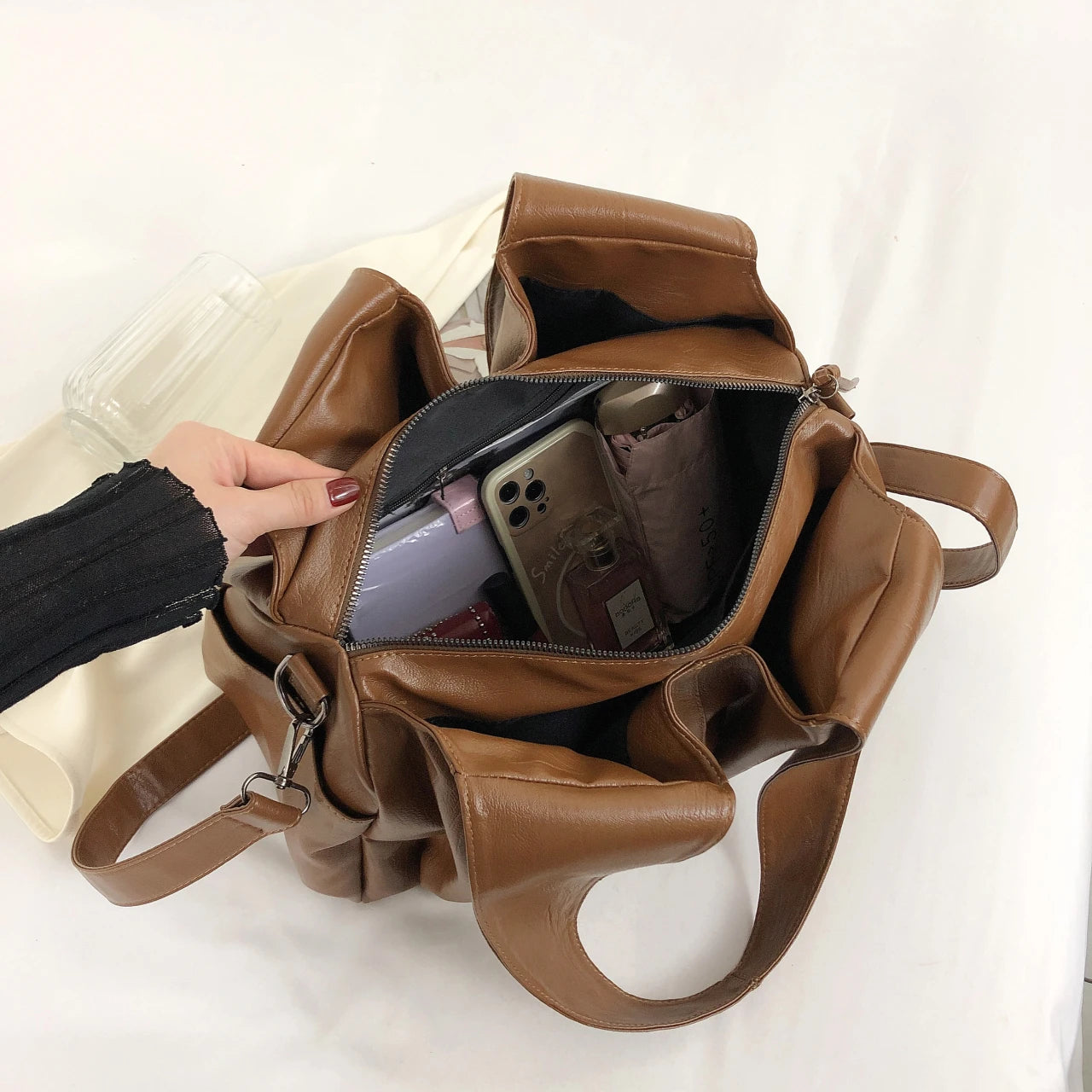 LIZAKOSHT  -  Large Shoulder Bags Women PU Leather Sling Bags Lazy Style Female Packages Classic Fashion Casual Totes Vintage Big Hobos