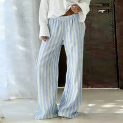 LIZAKOSHT  -  New Summer Euramerican Stretch Waist Loose Women Pants Y2k Beach Style Constrast Color Striped Trousers Lazy Harajuku Punk Pant