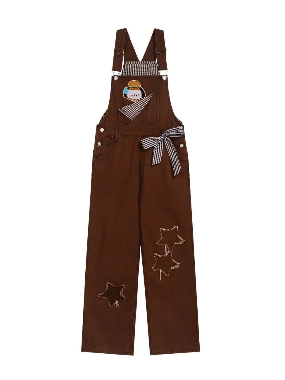 LIZAKOSHT  -  Women's Brown Straps Jeans Straight Vintage Baggy Casual Fashion Wide Leg Pants Self Cultivation Denim Trouser Ladies