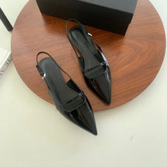 LIZAKOSHT  -  Fashion Office Ladies Summer Commuter Casual Flat Shoes French Retro Pointed Toe Sandals Women