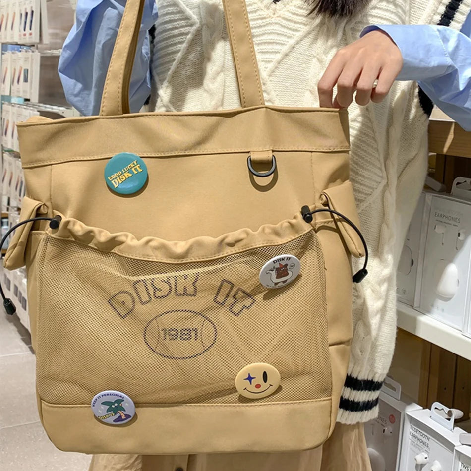 LIZAKOSHT  -  Cute Preppy Youth Nylon Large Capacity Women Shopping Totes Leisure Handbags Luxury Designer Leisure Shoulder Bags