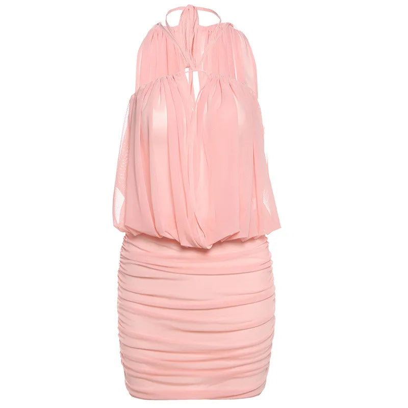 LIZAKOSHT  -  Spring Summer New Women's Sexy and Spicy Style V-neck Strap Hanging Neck Exposed Backpack Hip Dress