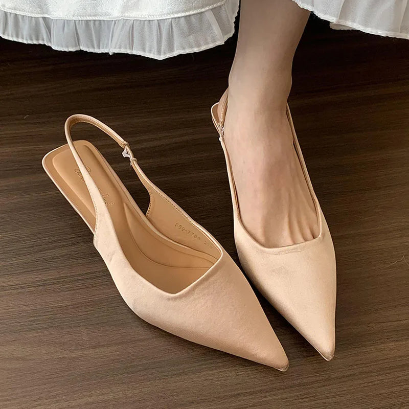 LIZAKOSHT  -  Summer New Brand Women Sandal Fashion Pointed Toe Sahllow Slip On Ladies Elegant Slingback Shoes Thin High Pumps New Woman