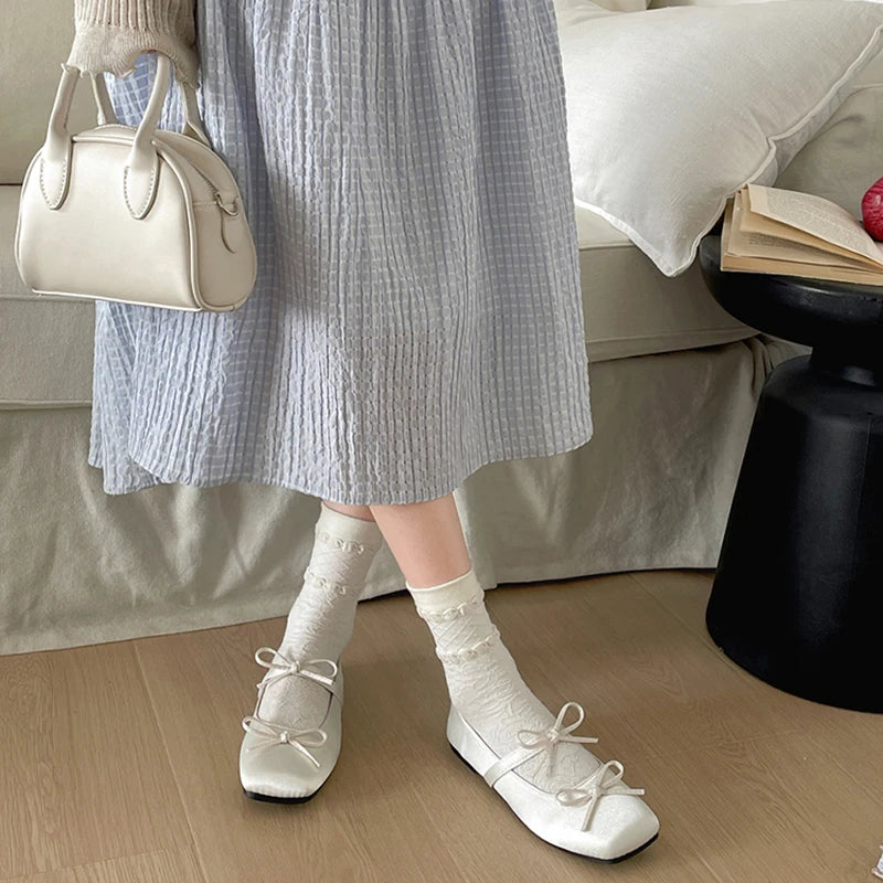 LIZAKOSHT  -  Spring Butterfly-knot Women Mary Jane Shoes Comfort Soft Sole Flats Ladies Casual Dress Ballerina Footwear