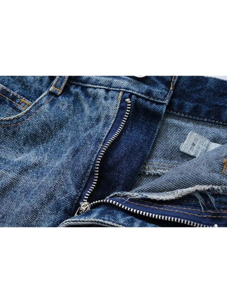 LIZAKOSHT  -  Women Blue Mini Denim Trouser Skirt Summer Casual Fashion Ladies Short Pocket Vacation Skirt Female Chic Bottoms