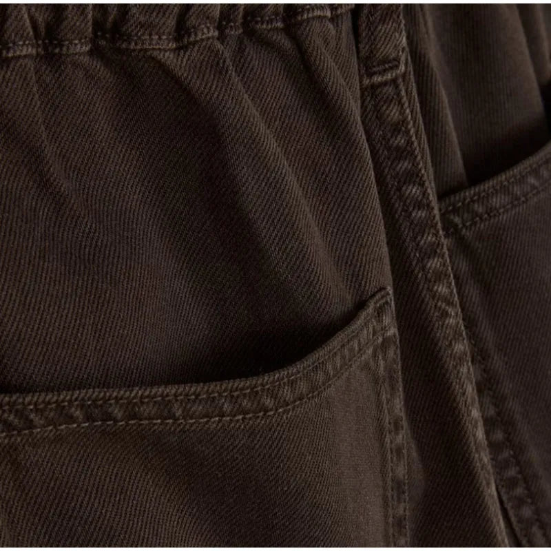 LIZAKOSHT  -  Solid Color Denim Jacket Pants Woman Set Lapel Waist Cinched Jackets Lace Up High Waist Trousers Casual Street Women's New Suits