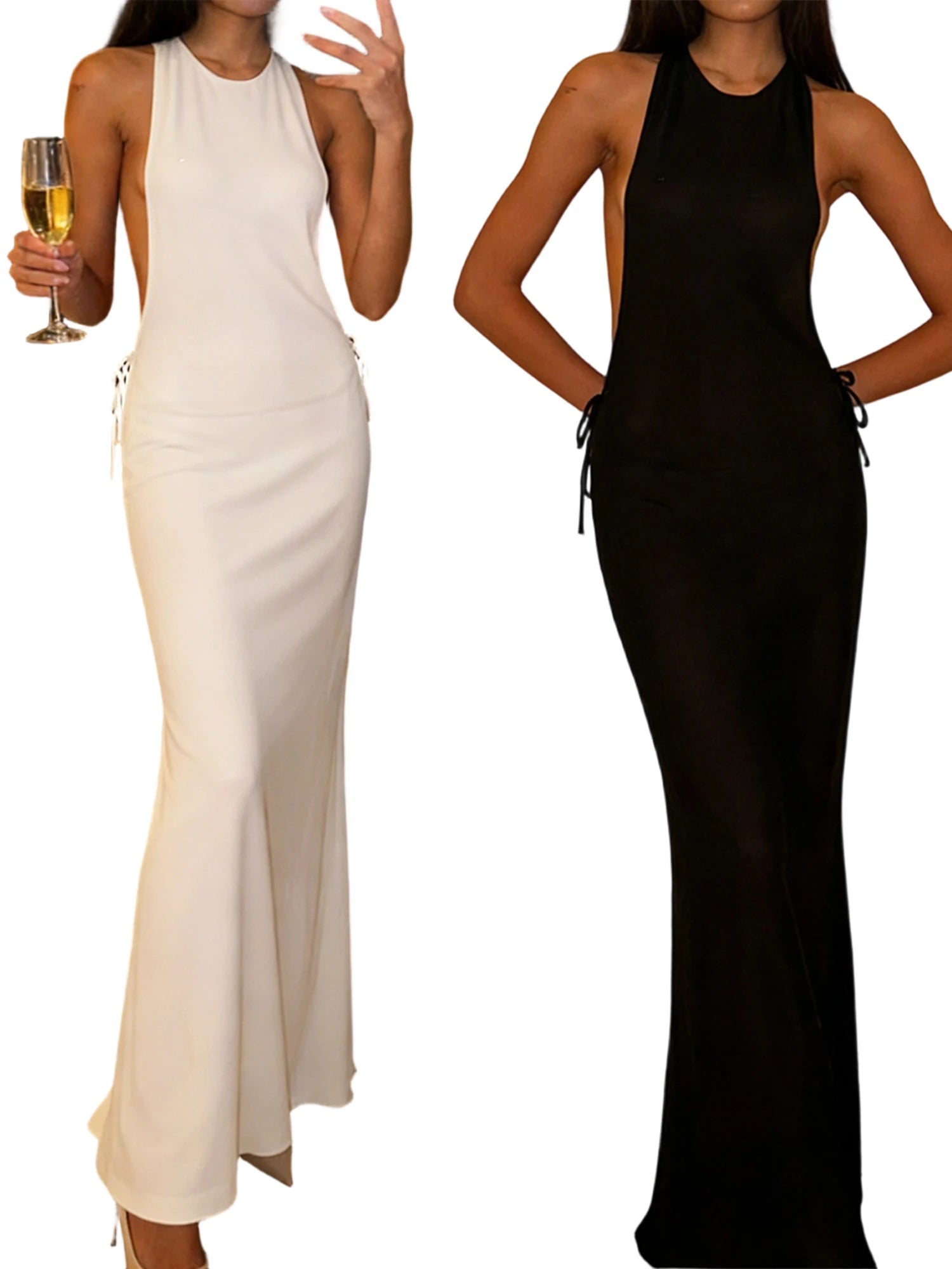 LIZAKOSHT  -  Sexy Lace Lingerie Dress with Side Cutouts and Backless Design Seductive Babydoll Nightwear Gown for Women