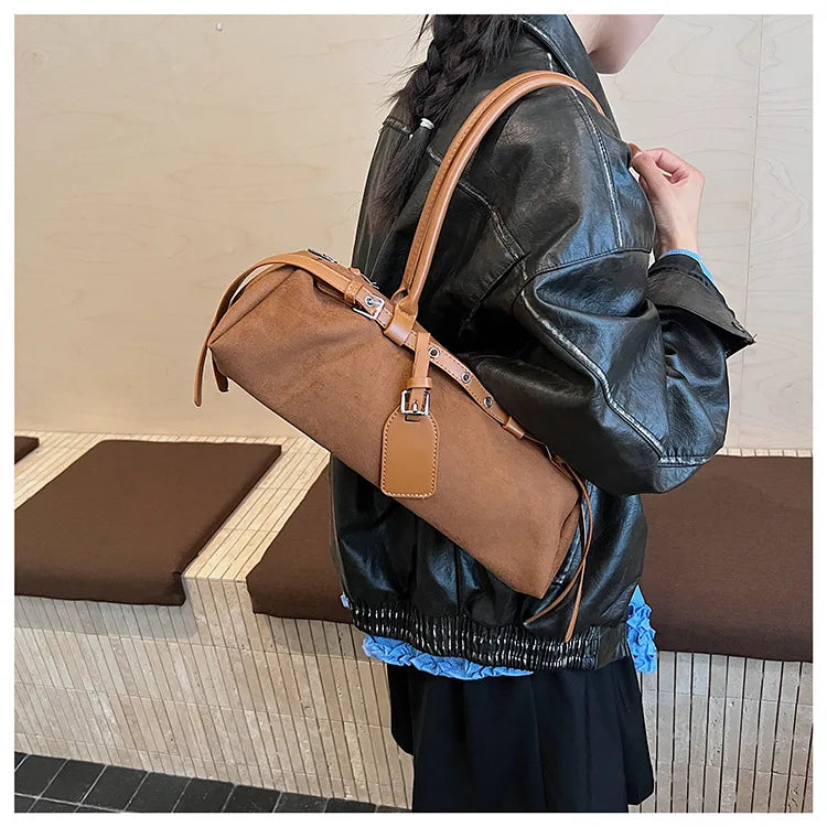 LIZAKOSHT  -  Vintage Faux Suede Shoulder Bag for Women Handbags tassel Female Armpit bag Designer ladies totes burgundy bolsa feminina