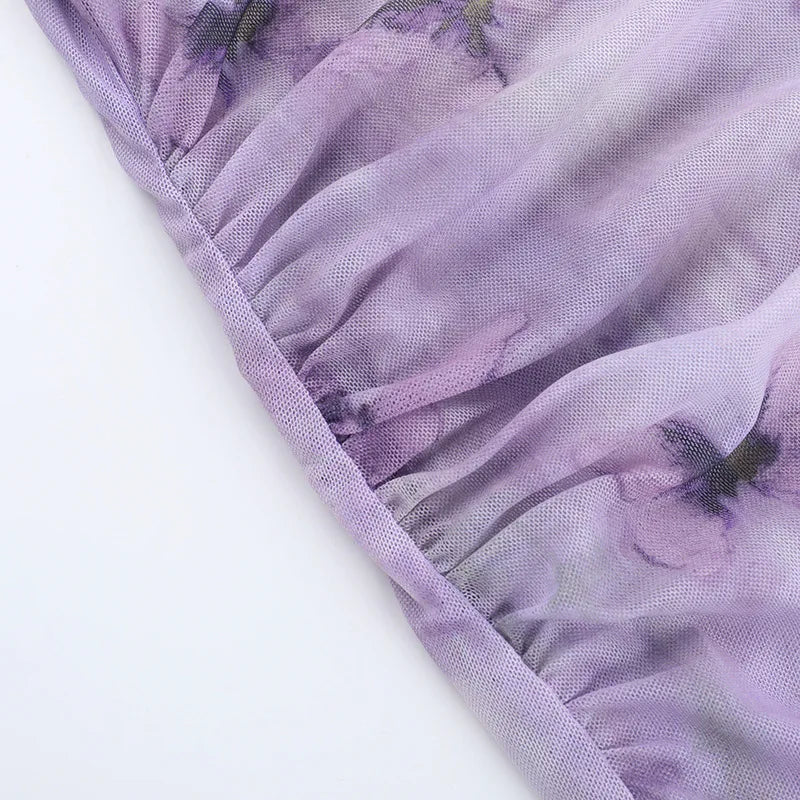LIZAKOSHT  -  Printed Camisole Dress for Women Resort-style Butterfly Print Dress with Ruffled Hem