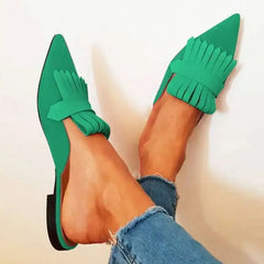 LIZAKOSHT  -  Women Slippers Mules Shoes Flat Heels Pointed Toe Shoes Casual Slides Women's Shoes