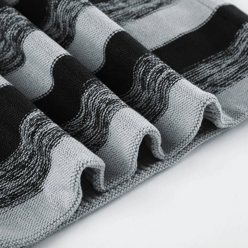 LIZAKOSHT  -  Aesthetic Striped Knitted Hooded Sweaterwith Pockets Autumn Casual Long Sleeve Pullovers Tops 90s Cyber Grunge Vintage Jumpers