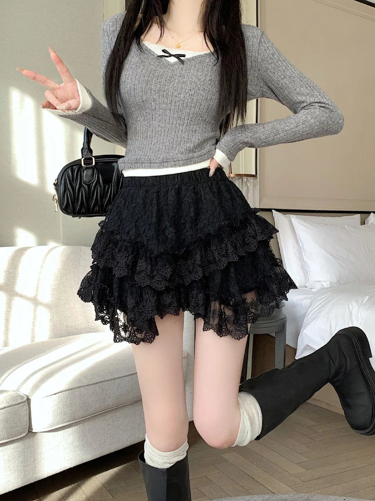 LIZAKOSHT  -  Embroidery Flower Gauze Y2k Aesthetic Women's Skirt 2024 Summer Harajuku A-line Mini Skirts Streetwear Sweet Grunge Fairy Faldas