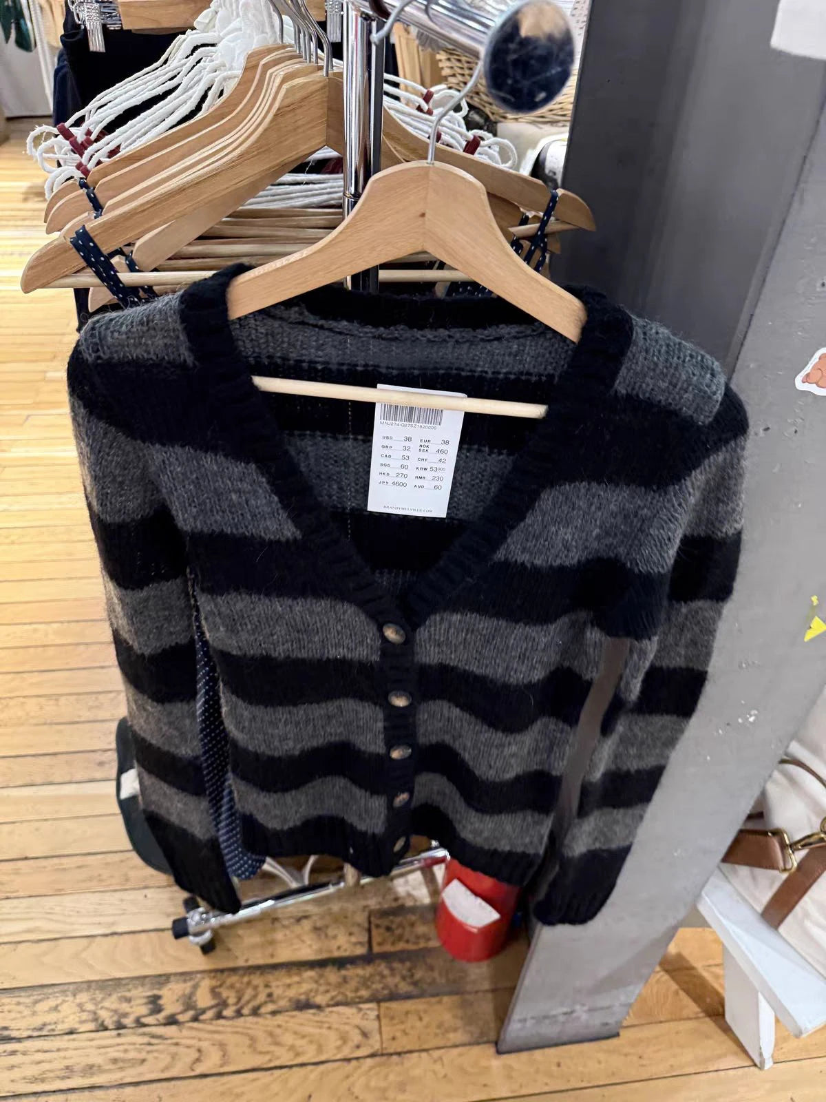LIZAKOSHT  -  Vintage Black Striped Sweater Cardigan Woman V-neck Single Breasted Long Sleeve Cotton Thin Sweaters Autumn Casual Slim Knitwear