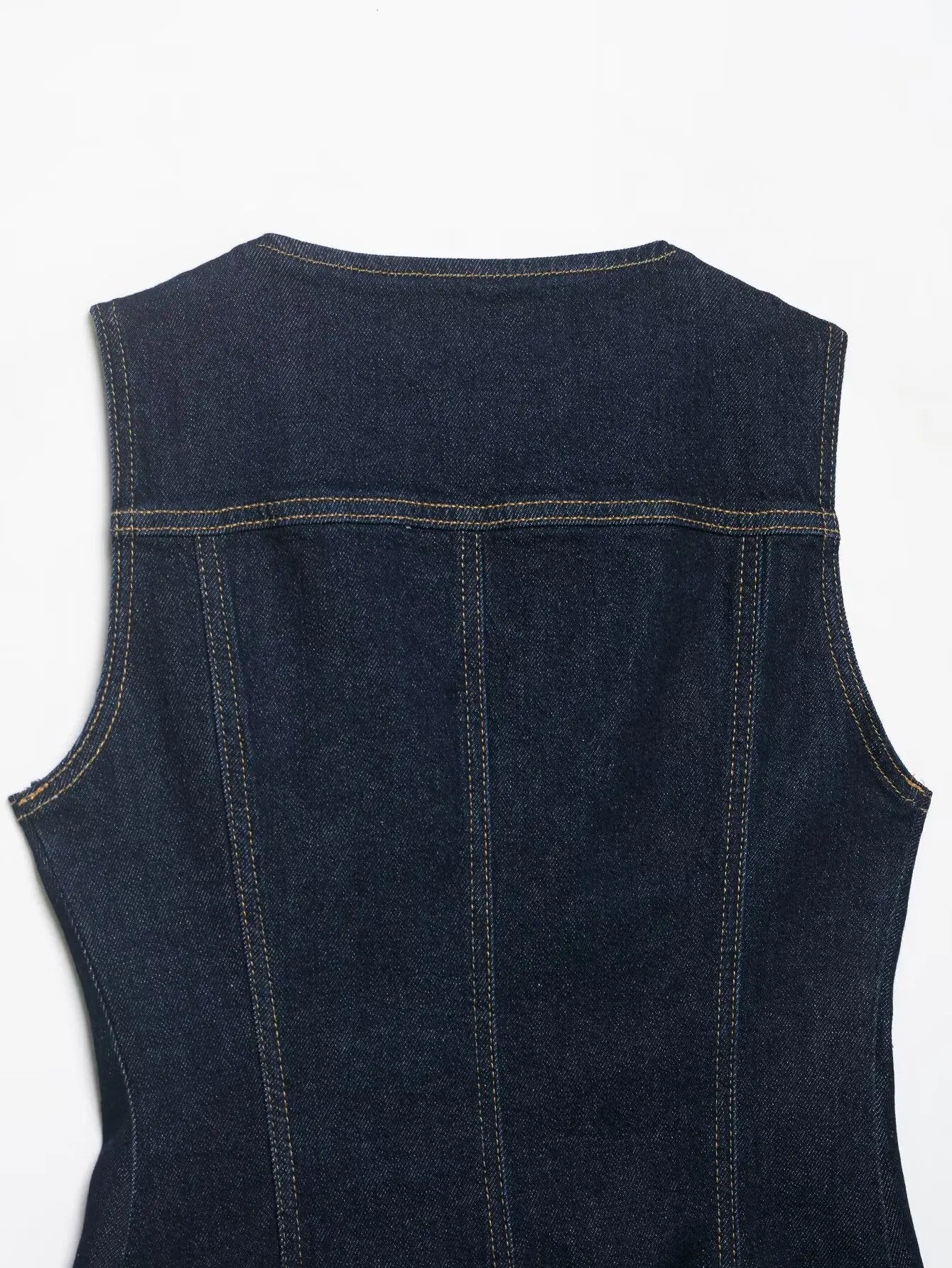 LIZAKOSHT  -  Spring New Style ZR Women's Slim Fit Denim Vest Fashionable Versatile Commute Style Polyester Fiber Casual Single Piece