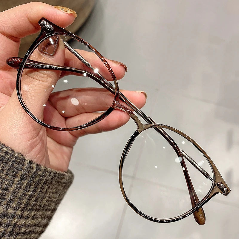 LIZAKOSHT  -  Retro Anti Blue Light Glasses Women Men Round Frame Computer Reading Eyewear Vintage Oversized Optical Spectacle Eyeglass