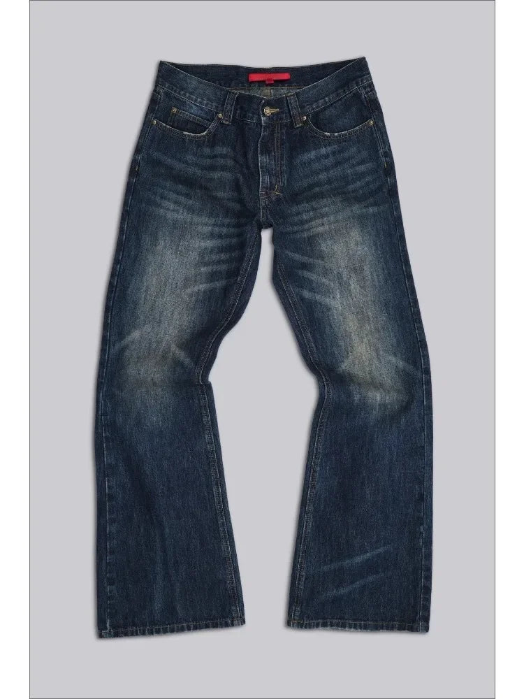LIZAKOSHT  -   Vintage Y2k Blue Jeans Man Women Boyfriend Style American Retro Distressed Straight Denim Pants Straps Design Jeans