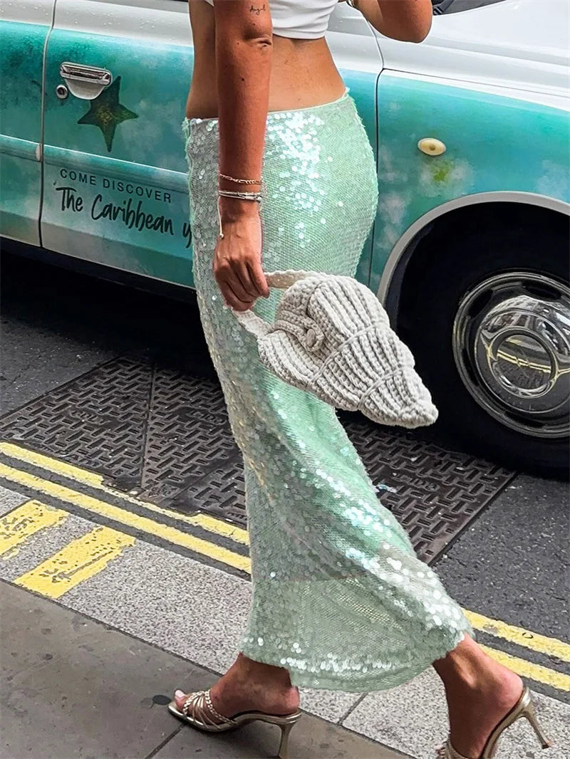 LIZAKOSHT  -  Sequin High Waist Slim Autumn Skirt For Women Elegant Slim Fashion Patchwork Zipper Skirt Streetwear Sexy Female Skirt