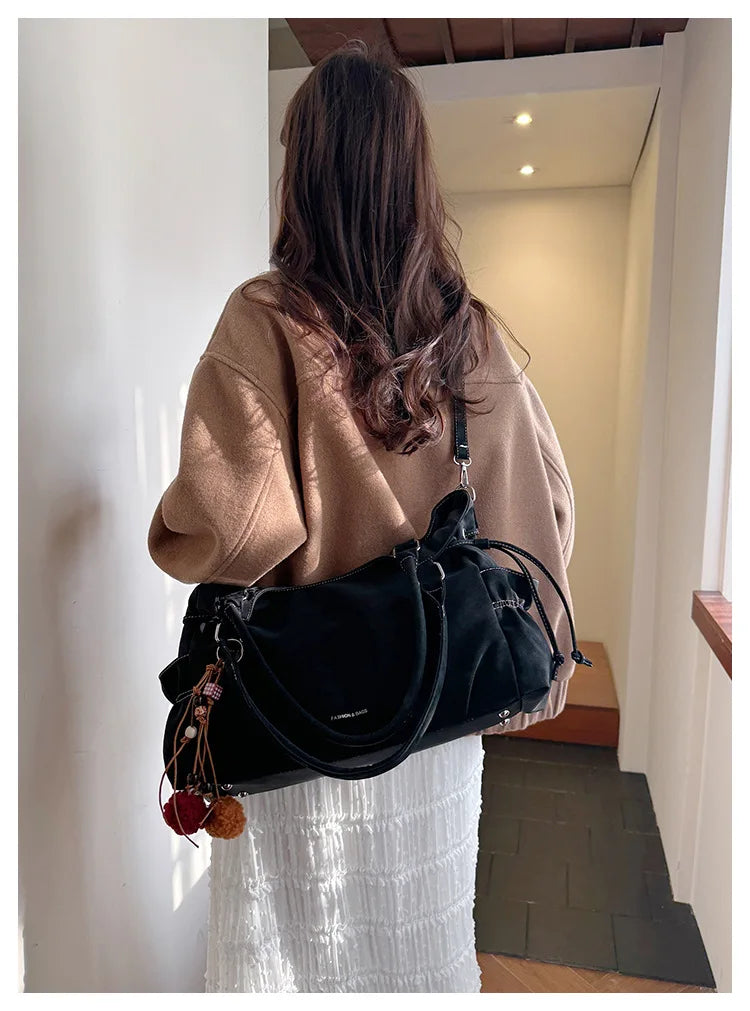 LIZAKOSHT  -  Simple Fashion Suede Crossbody Bag Women Large Capacity Shoulder Bag for Work Comfortable and Versatile Texture Commuting Bag