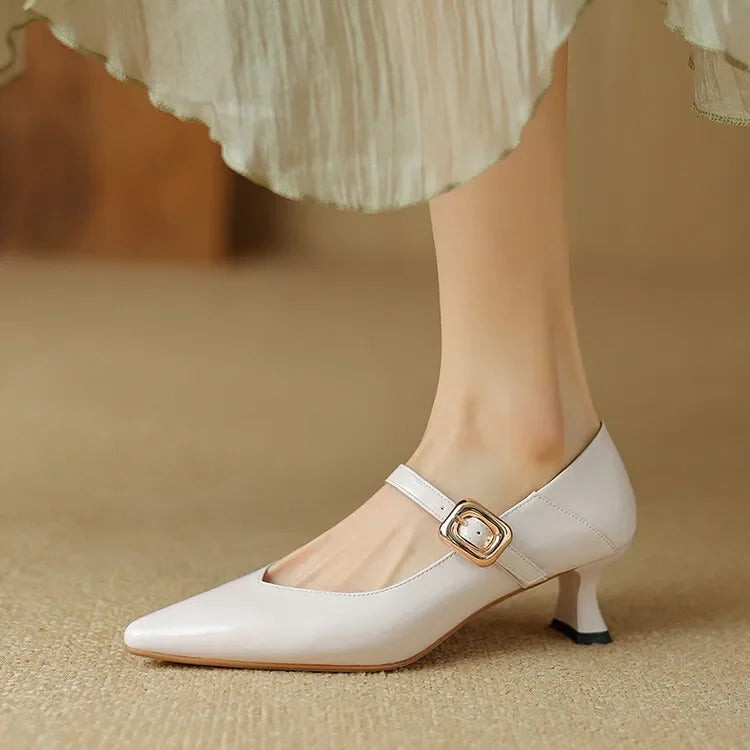 LIZAKOSHT  -  Sharp pointed shallow mouth single shoe autumn new comfortable breathable leather single shoe