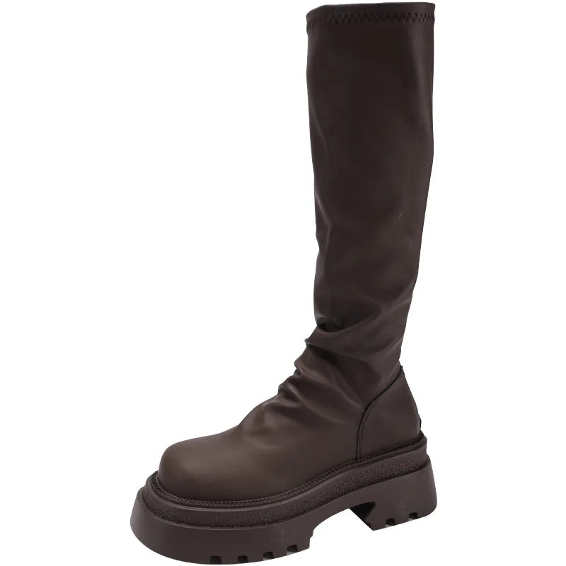 LIZAKOSHT  -  Shoes Women's Rubber Boots Rain Med Rome Hoof Heels Fabric PU Cotton Shoes Med Heel Boots Rubber Rome Fabric PU Hoof