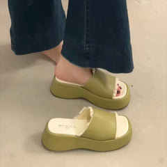 LIZAKOSHT  -  New Summer Platform Wedges Heel Women Slippers Shoes Concise Open Toe Beach Vacation Dress Slides Zapatos De Mujer