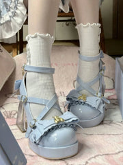 LIZAKOSHT  -  Lolita Original Dream Bear High Heel Princess Shoes Student Women's Singles Shoes Round Toe Cute Sweet Leather Shoes Cos Loli