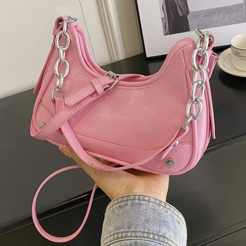 LIZAKOSHT  -  New Fashion Chain Women Underarm Shoulder Bag Korean Trend All Match Y2k Aesthetic Crossbody Bag Ladies Purses and Handbags