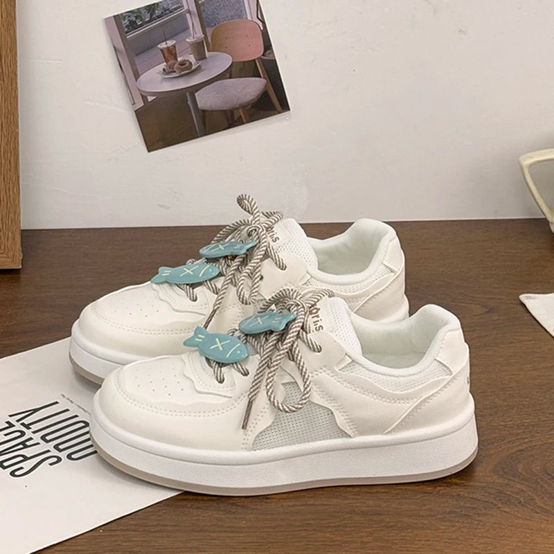 LIZAKOSHT  -  Small White Shoes Clogs Platform Casual Female Sneakers All-Match Wedge Basket 2025 Summer Creepers Breathable Sports Leisure