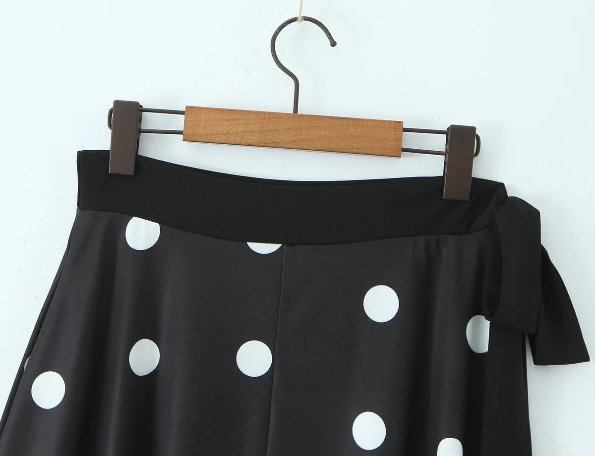 LIZAKOSHT  -  Halter Neck Camisole Polka Dot Skirt Set Women's Summer Sexy Fashionable Personality Neckband Backless Beach Vacation Black Set
