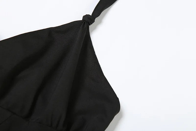 LIZAKOSHT  -  Hot Sexy Halter Deep V-neck Backless Ruffle Tassel Black Playsuits Women Skinny Club High Street One Piece Romper 2025