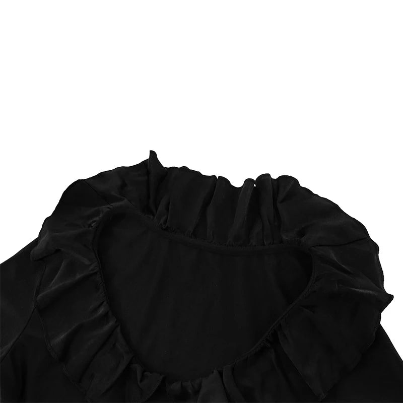 LIZAKOSHT  -  Spring Autumn Deep V Neck Flare Sleeve A-line Mini Dress New Fashion Slimming Chic Birthday Party Lady Night Out Vestidos