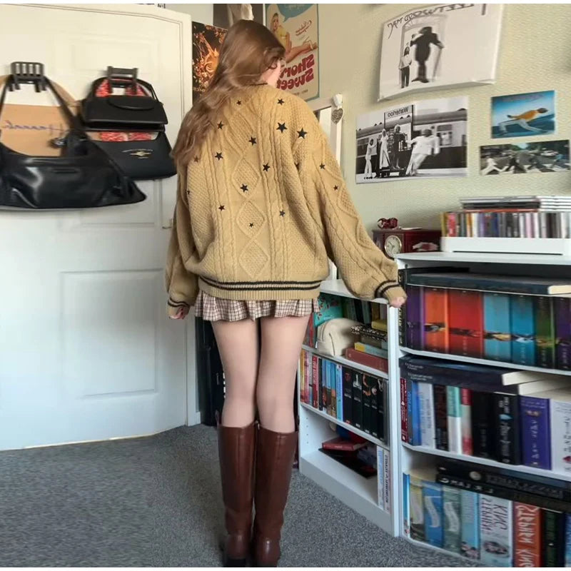 LIZAKOSHT  -  Love Sweater Knitted Cardigan Female V-Neck Long Sleeves Loose Single Breasted Top Chic Casual Women's New Versatile Cardigans