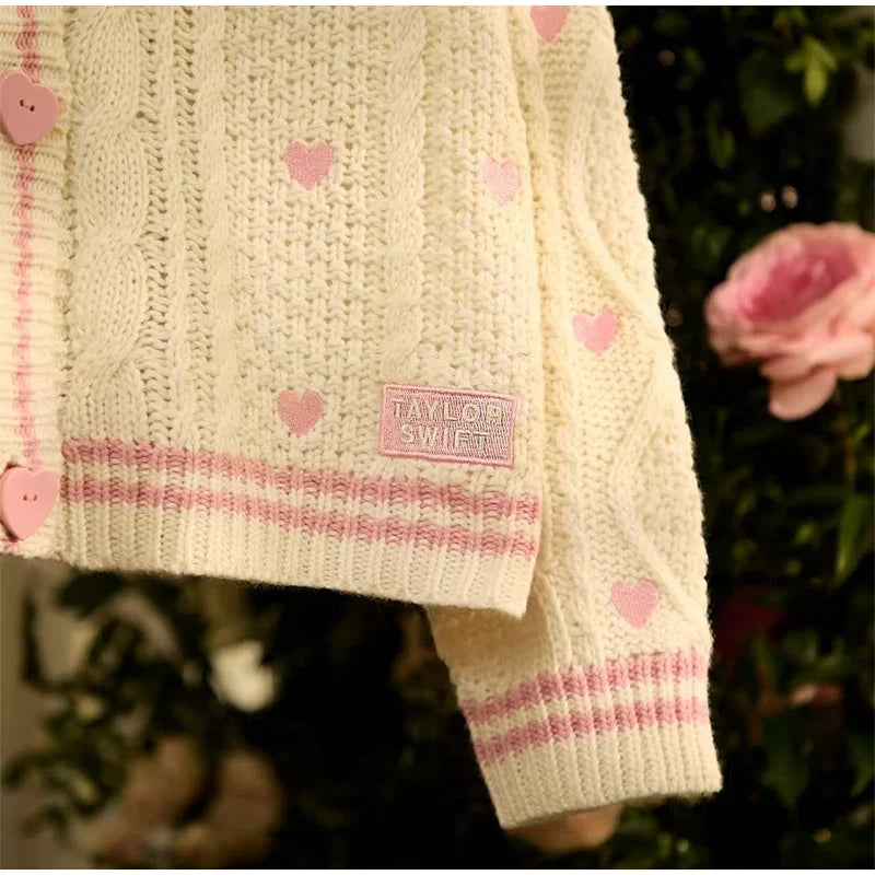 LIZAKOSHT  -  Love Sweater Knitted Cardigan Female V-Neck Long Sleeves Loose Single Breasted Top Chic Casual Women's New Versatile Cardigans