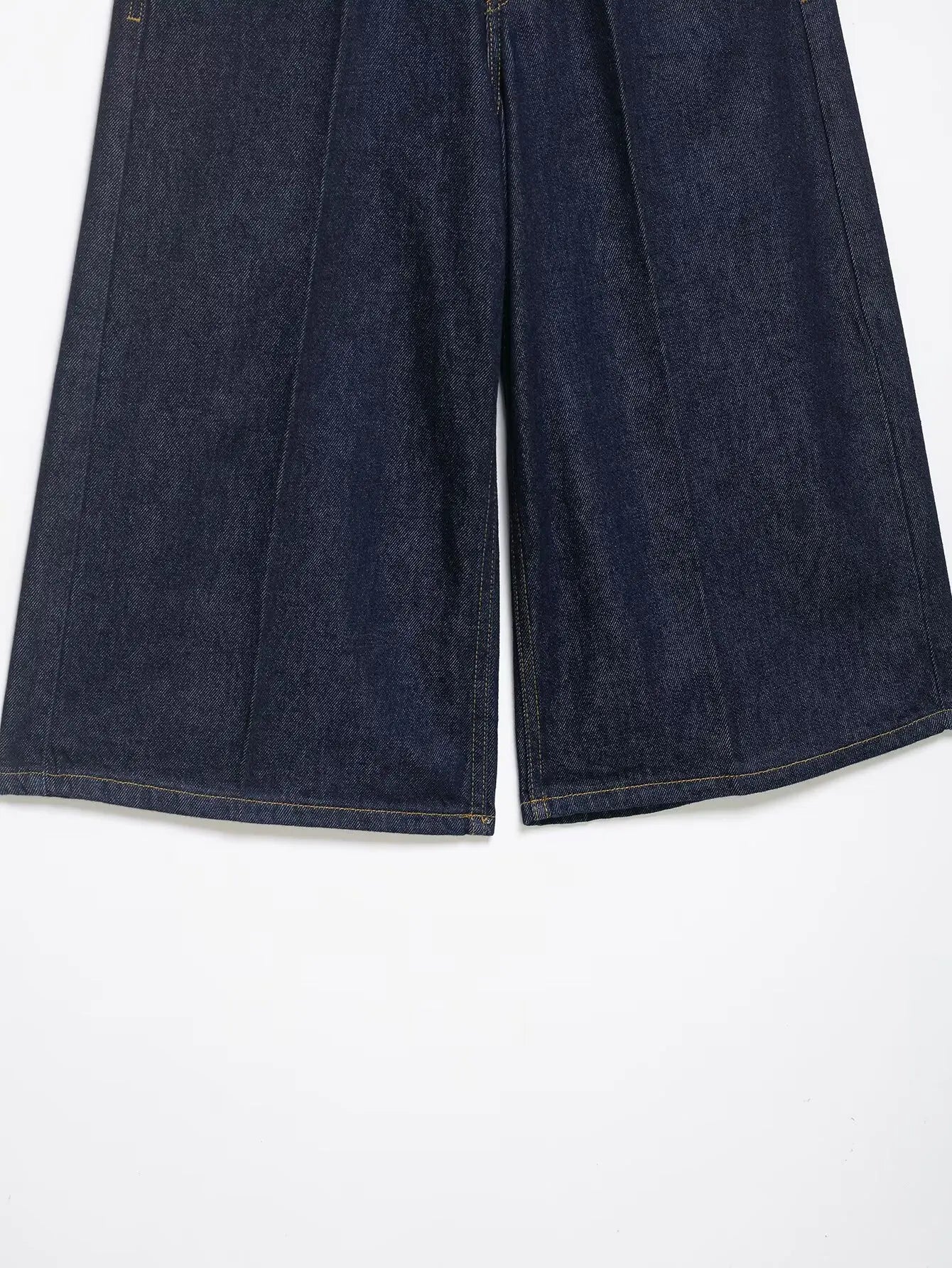 LIZAKOSHT  -  Fashion Baggy Deep Blue High Waist Ripped Hole Straight Knee Length Wide Leg Jeans Women Loose Denim Pants Short Trousers