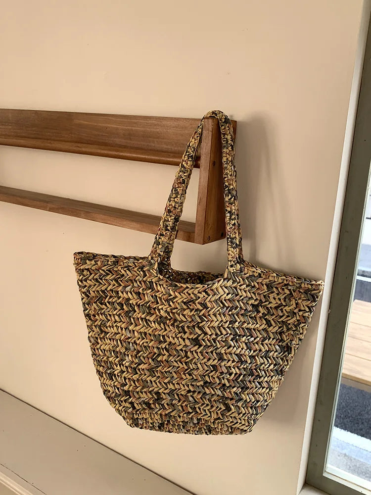 LIZAKOSHT  -  Fashion Summer Handmade Straw Shoulder Bag Large Capacity Woven Tote Beach Bags For Women