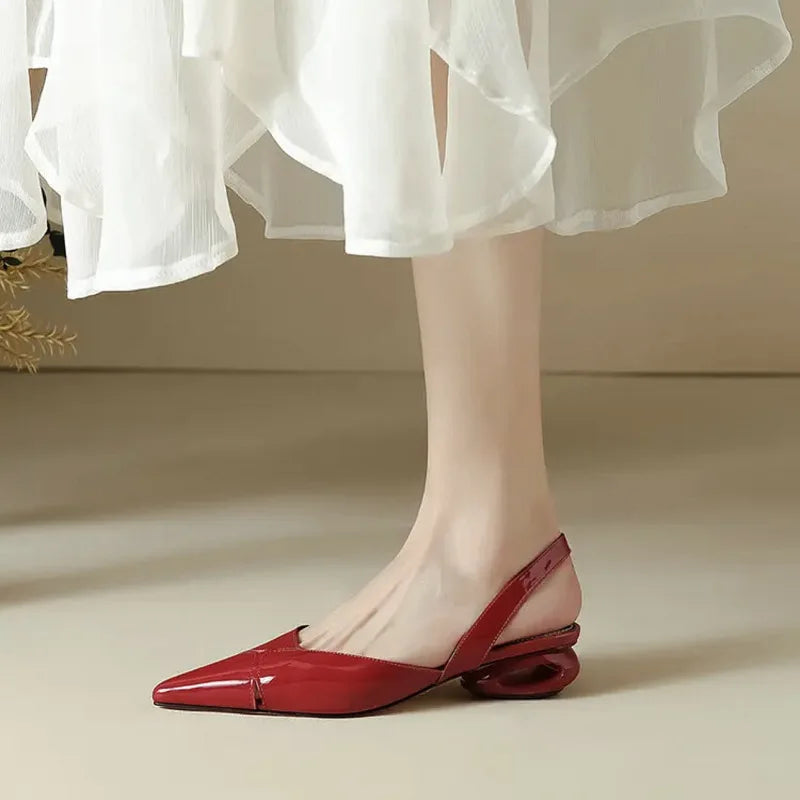 LIZAKOSHT  -  Sexy Pointed Toe Women Sandals Dress Heels Shoes Slingback Luxury Chunky Slippers Summer Flip Flops Pumps New Mujer Slides