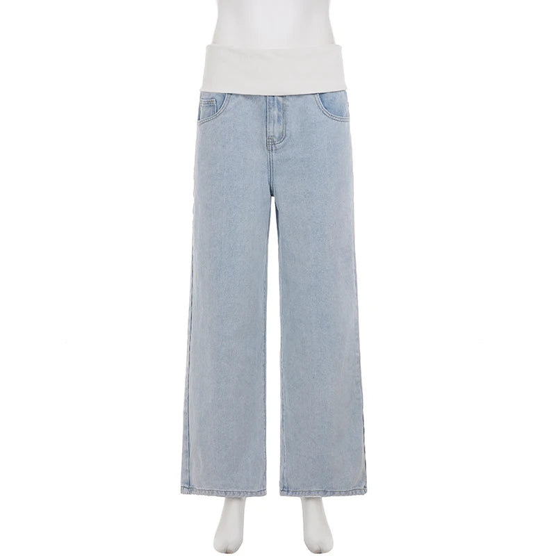 LIZAKOSHT  -  Streetwear Low Waisted Casual Straight-Leg Jeans Y2K Baggy Denim Pants Woman  Long Trousers Summer Clothing Harajuku