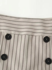 LIZAKOSHT  -  Fashionable A-Line  Skirt Women's Clothing Stripe Decorative Button Short Skirt Pants Polyester Fabric mid Waist Design