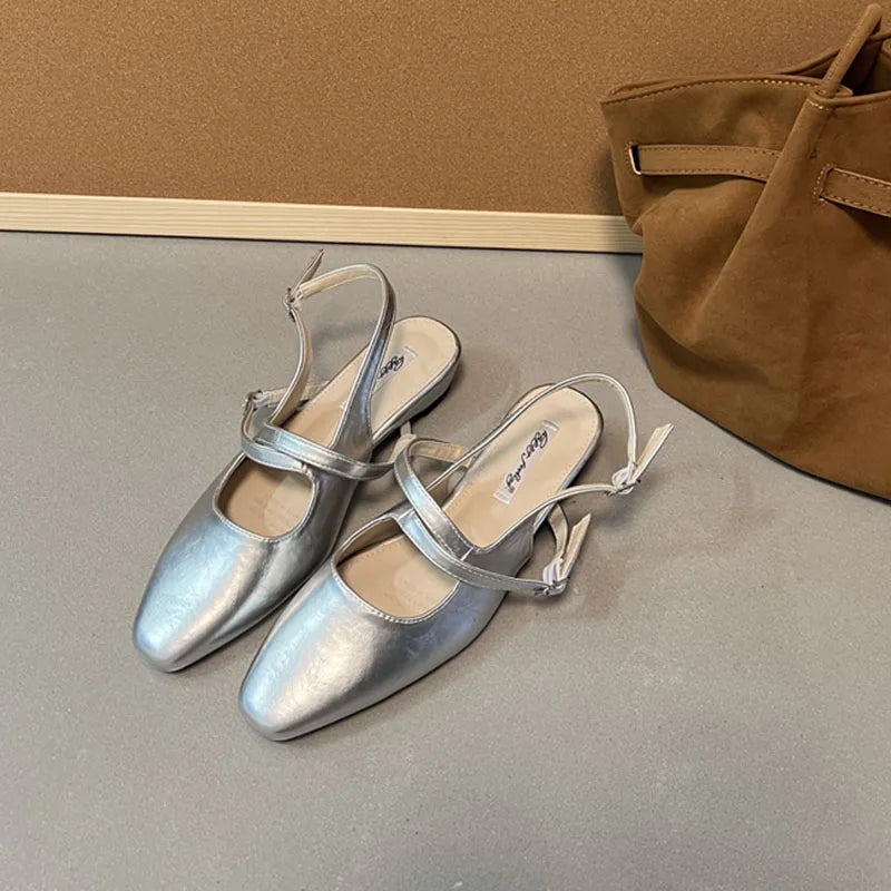 LIZAKOSHT  -  Spring New Women Sandal Fashion Round Toe Ladies Elegant Slingback Shoes Square Low Heel Outdoor Dress Pumps New Woamn Shoe