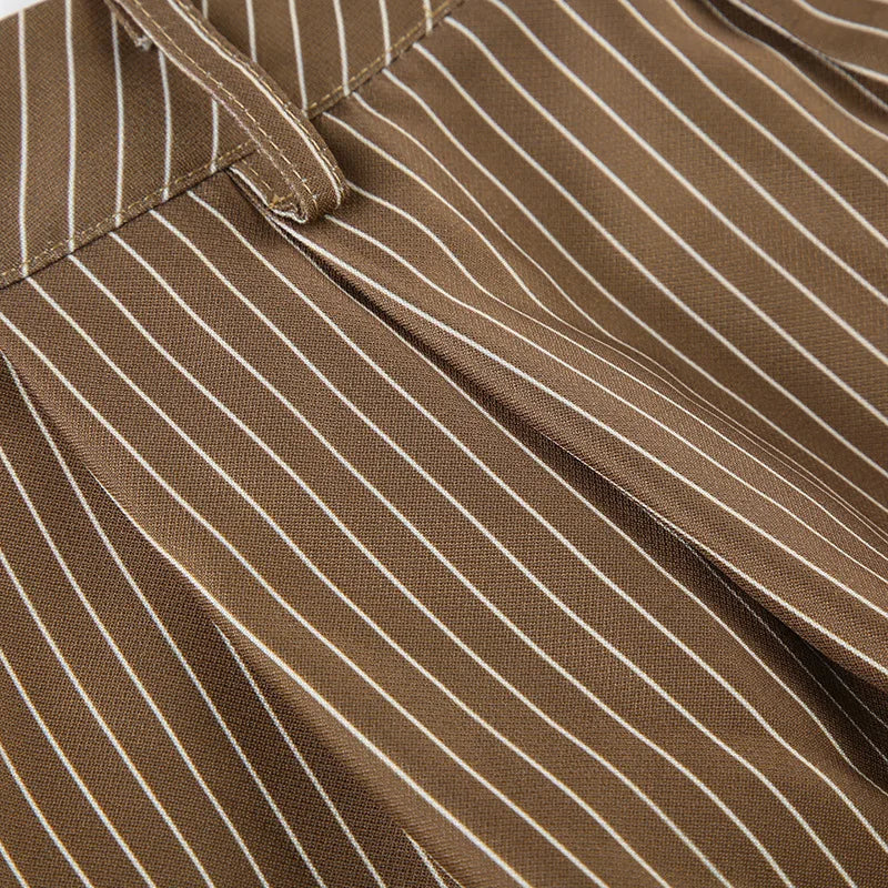 LIZAKOSHT  -  Summer New Cross Border Waist Patch Stripe Casual Pants Simple Drape Contrast Straight Suit Pants