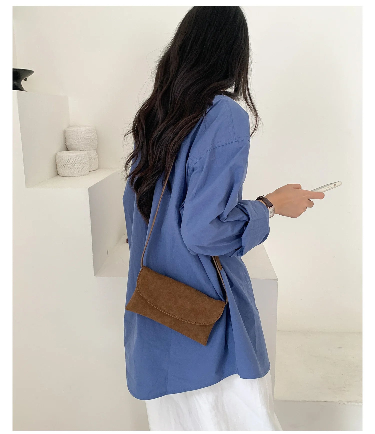 LIZAKOSHT  -  Faux Suede Waist Pack Mini Crossbody Bag Magnetic Closure Small Shoulder Bag for Women Fashion Mobile Phone Purse