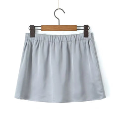 LIZAKOSHT  -  High Street Fashion Mini Skirts Satin Skirts Women Blogger Candy Color High Waist A-line Summer Skirt