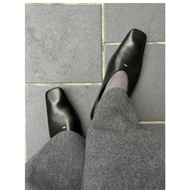 LIZAKOSHT  -  Female Footwear Square Head Luxury Women Flats Mary Janes Shoes Shallow Fashion Buckle Strap Ladies Ballet Flats Shoes