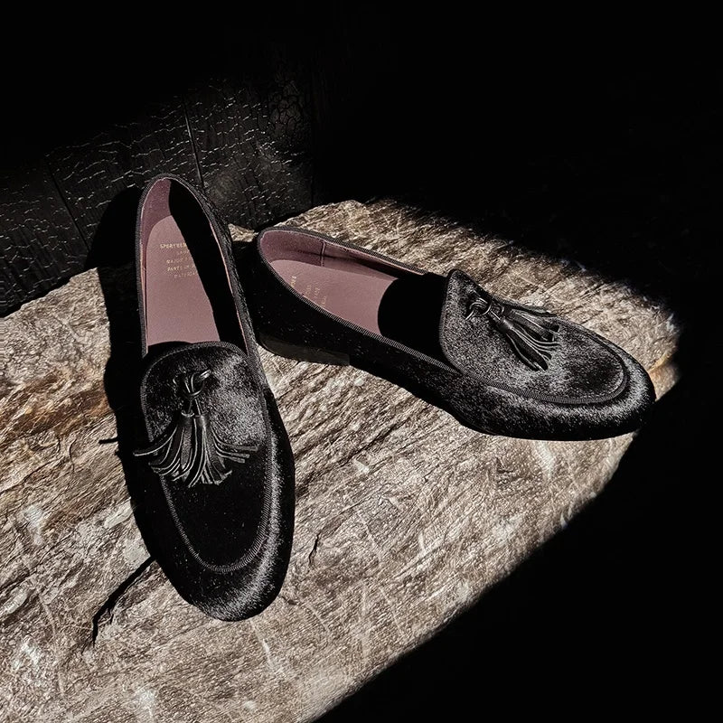 LIZAKOSHT  -  Fashion Casual Women's Shoes New High-Quality Horsehair Round Toe Low Heel Loafers Neutral Women's Shoes