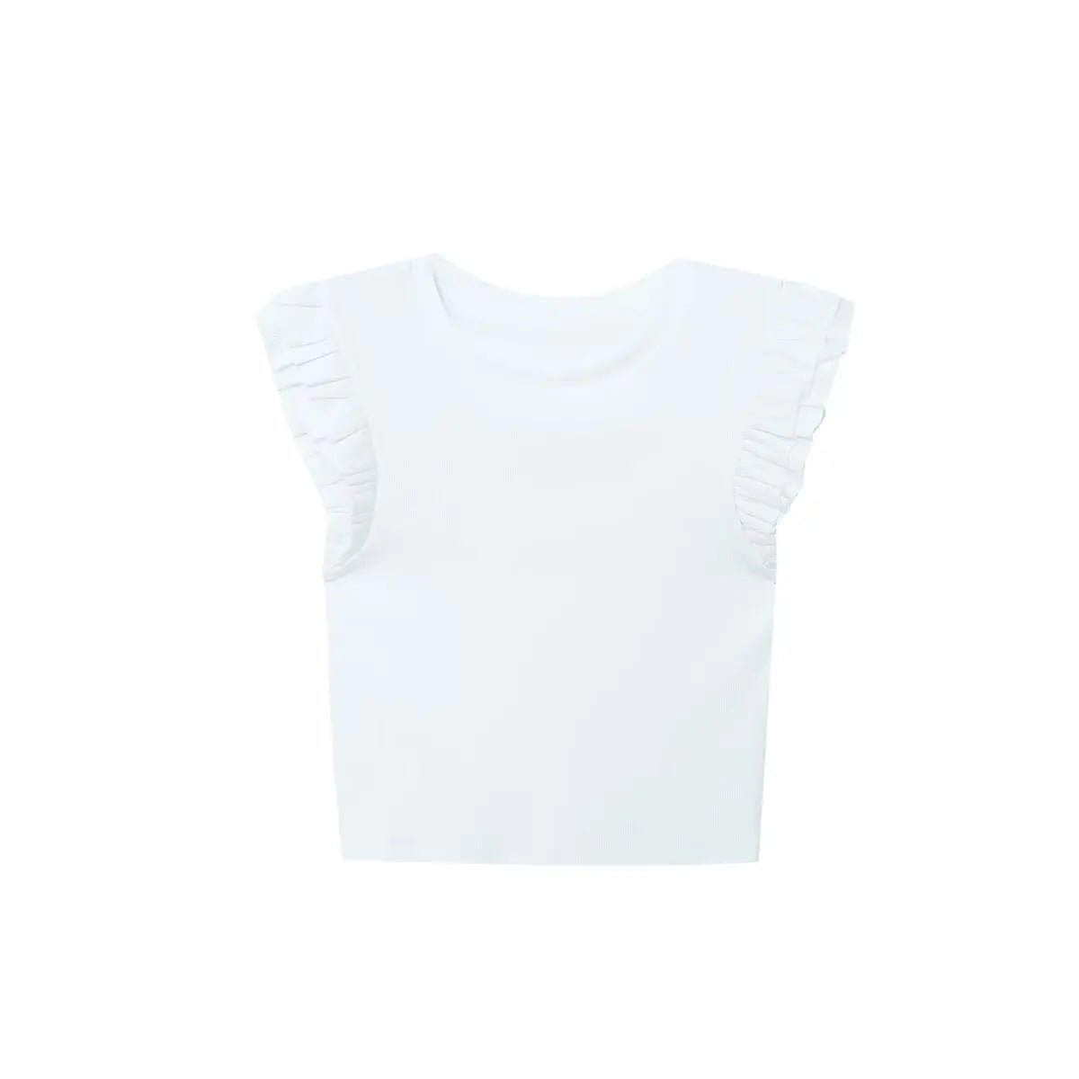 LIZAKOSHT  -  Y2K Woman 2025 Shirts Tops Ruffles Sleeve Cropped T-Shirts Summer Knitted Y2K Top Fashion Tight New Ladies Tops And Blouses