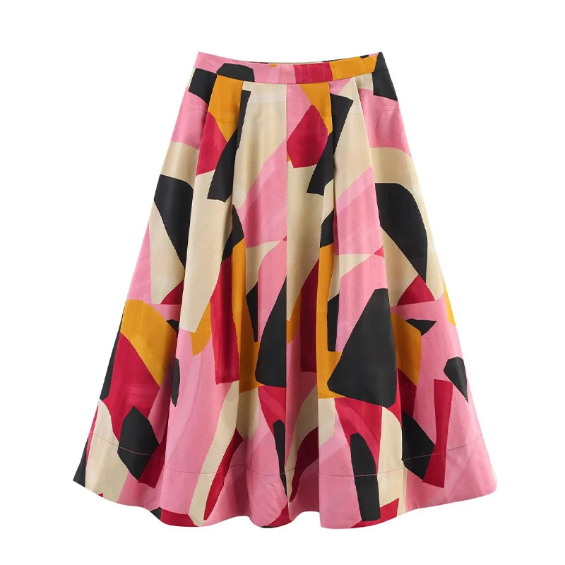 LIZAKOSHT  -  Women's Skirts Summer 2025 New Print Elegant Women's High Waist Skirts Chic Casual Joker Summer Travel Youth Skirts
