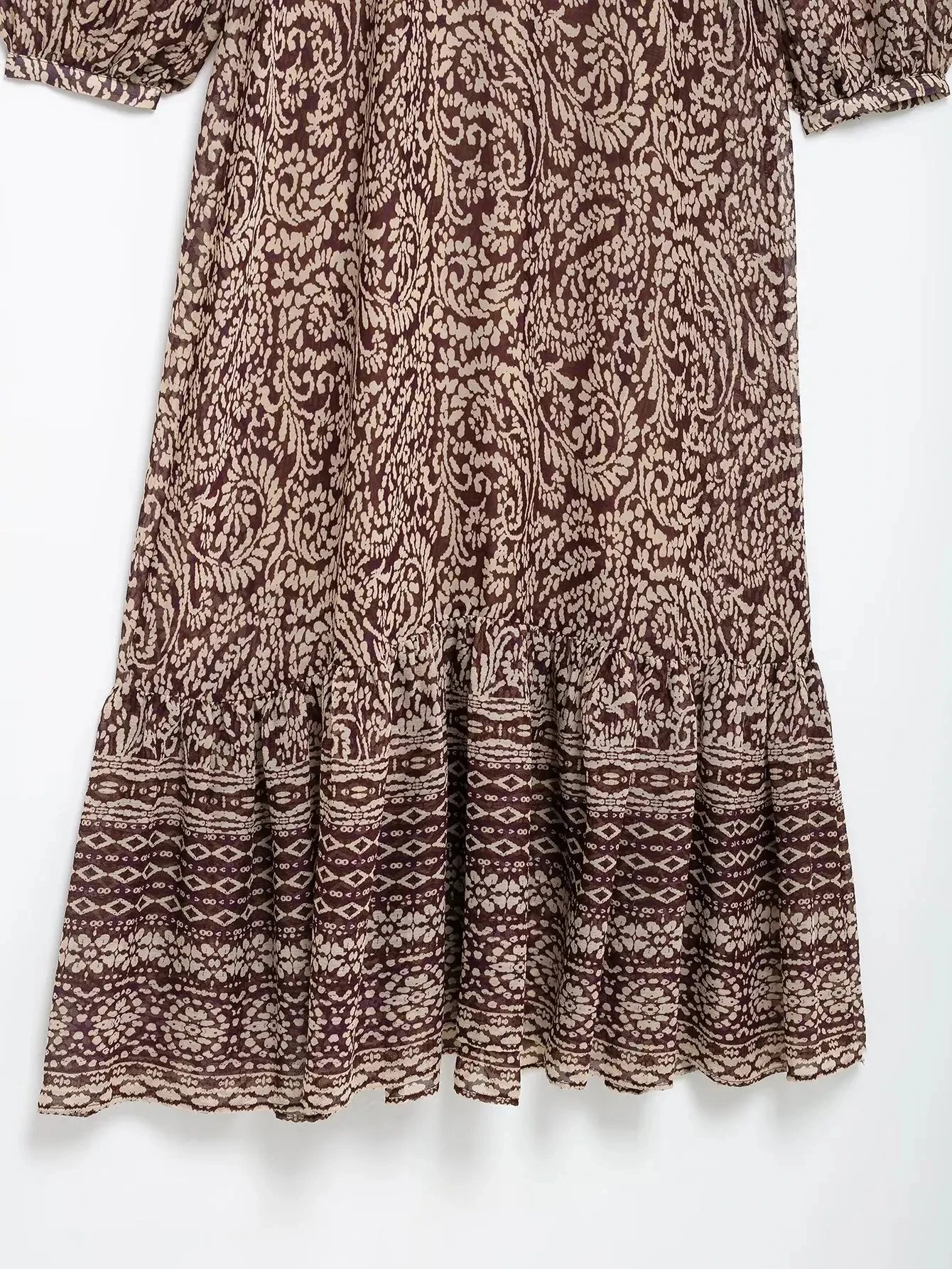 LIZAKOSHT  -  Floral Print Long Dress Women 2025 New Summer Elegant Loose V-neck Lace Up Midi Dresses Vintage Chic Boho Casual Party Dresses