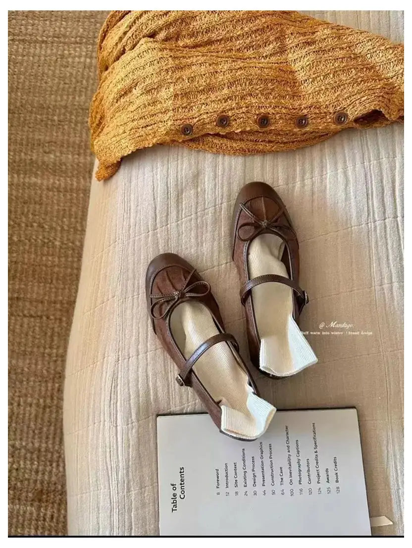 LIZAKOSHT  -  Autumn Fashion Leopard Print Flats Shoes Women Ankle Strap Flats Square Toe Bow Knot Leisure Soft Comfort Female Mary Janes